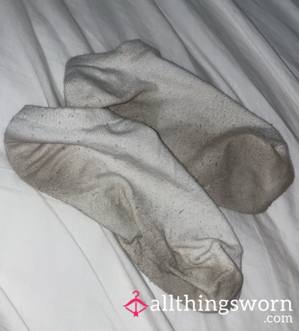 Extremely Well-worn Dirty Smelly White Trainer Socks