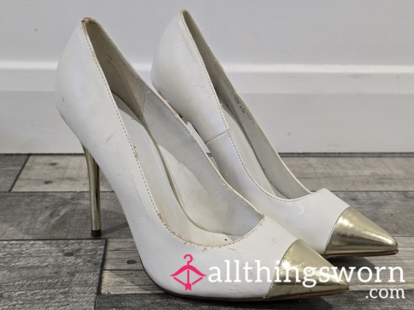 Extremely Well Worn White Domme Court Heels For You Foot Fetish Lovers - Really Smell Of Me !