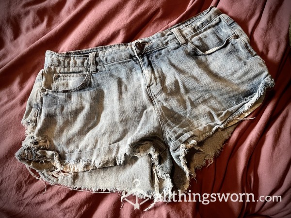 Extremely Worn Denim Cut-Off Shorts