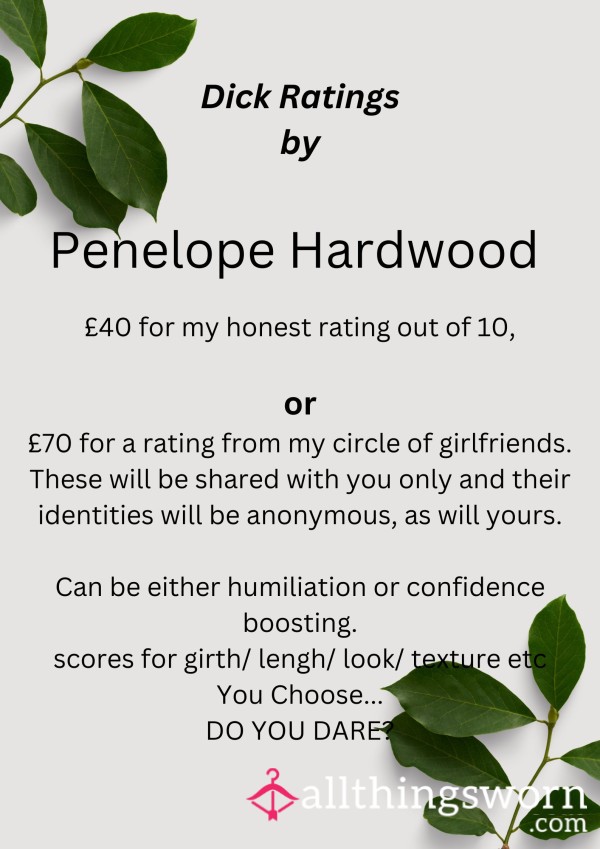 Fancy A Little Fun? How About An Honest D*ck Rating From Yours Truly 🤔  Or How About Multiple D*ck Ratings From A Circle Of Friends???