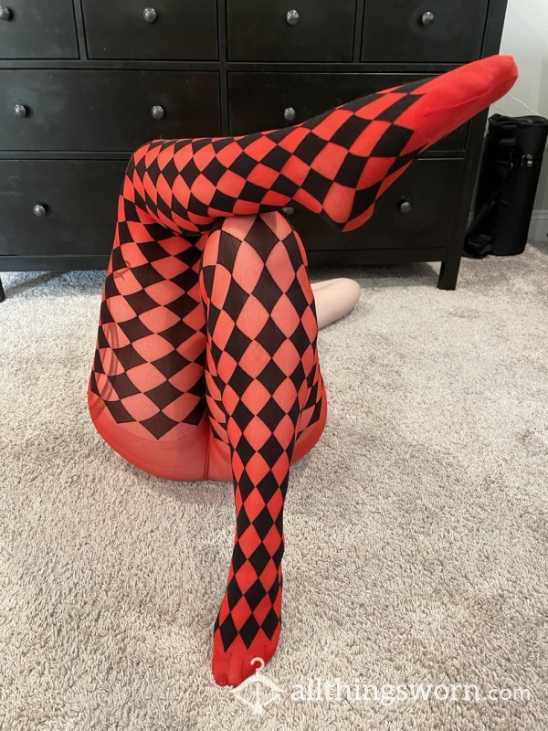 Fantasy Black And Red Diamond Tights