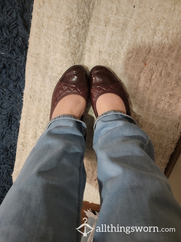 Faux Leather Ballet Flats -burgundy