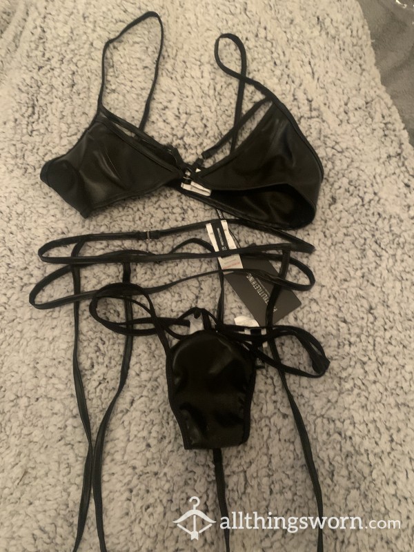 Faux Leather Lingerie Set