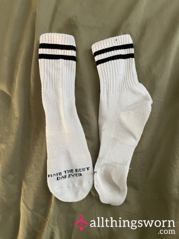 Favorite White Striped Crew Socks