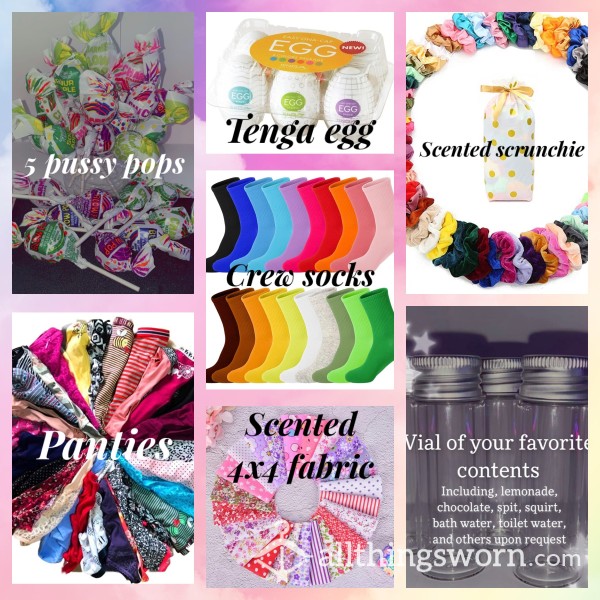 Feel Me, Touch Me, Taste Me Bundle-Tenga, Panties, Socks, Vial, Scrunchie, Fabric, Kitty Pops