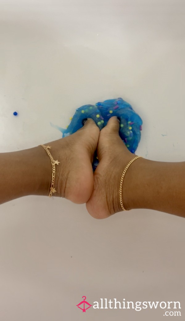 Feet Playing In Galaxy Slime