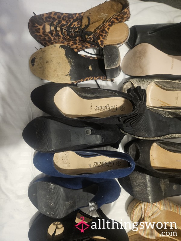 Feet/shoe Lovers Lucky Dip... I Have 27 Pairs Of Well Used Well Loved Heels, Boots, And Trainers Up For Grabs. Will You Be Lucky And Get What You Want Or Will You Need Another Spin Of The Whe