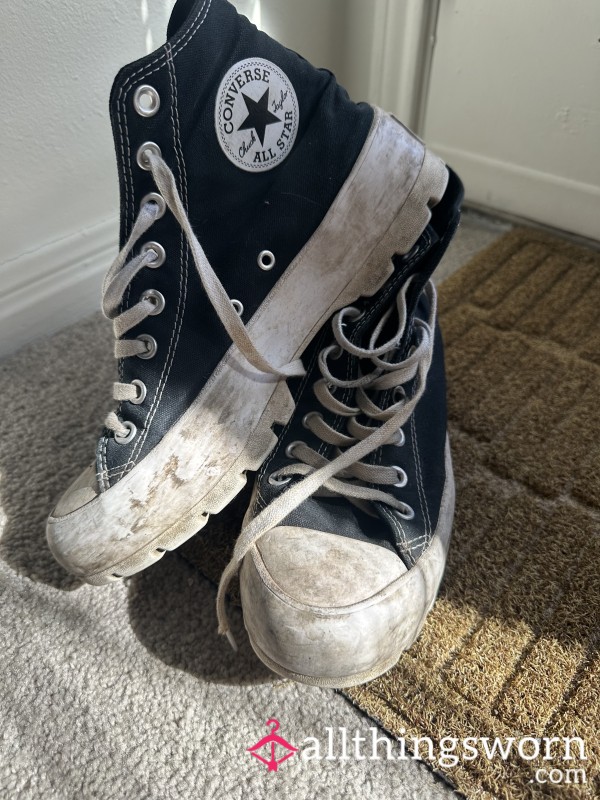 Filthy, Disgusting Black Lugged Converse