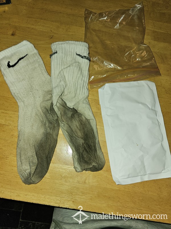 Filthy White Nike Socks