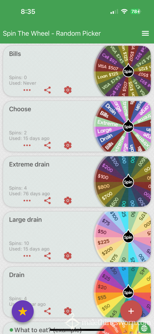 Findom Wheel Spins!!  Multiple Wheels To Choose From.