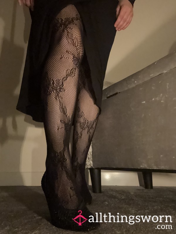 Fish Net Black Patterned Tights