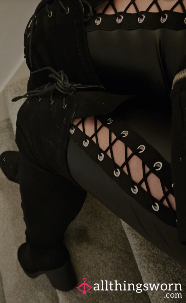 Fishnets And Black Over Knee Boota