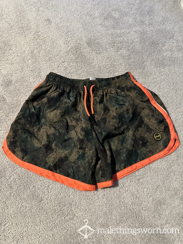 F**K Swim Shorts, Camo With Orange