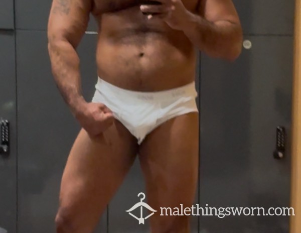 Flexing After Gym In White Undies