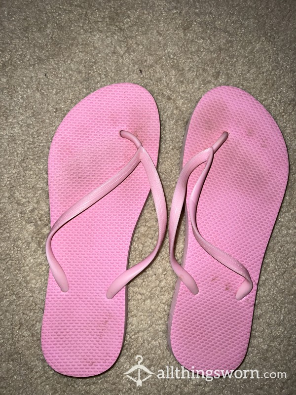 Flip Flops Size 9 Pink Worn By My S**y Feet