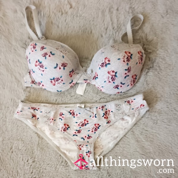 Flor*l Cotton Bra And Panty Set