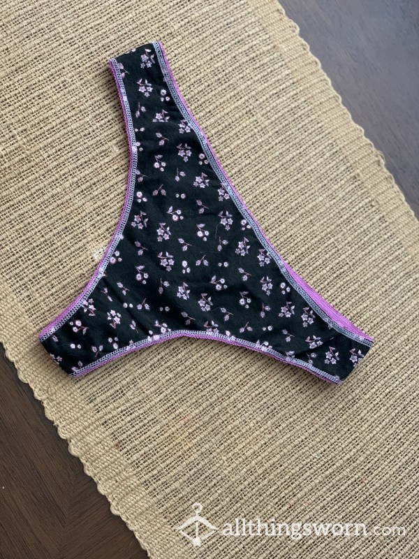 Flor*l Cotton Thong