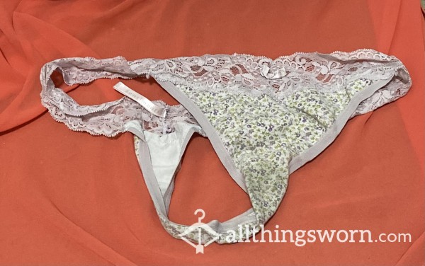 Stained Flor*l Lace Thong - XL