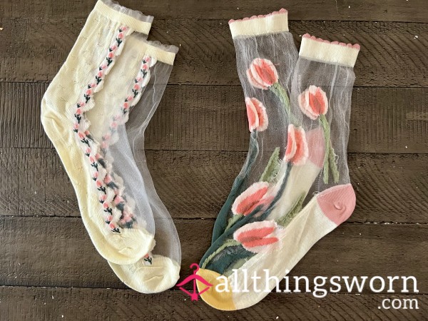 Flor*l Nylon Socks 💐 🧦 48hrs+ Custom Wear