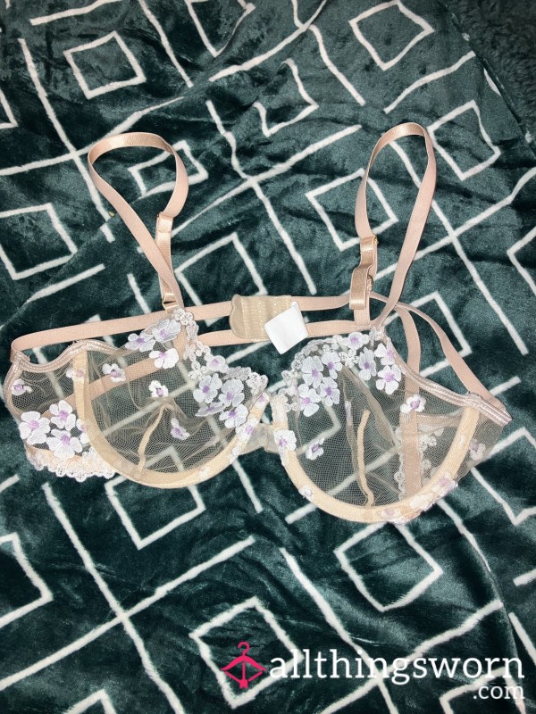 Flor*l, See Through, Lingerie Bra