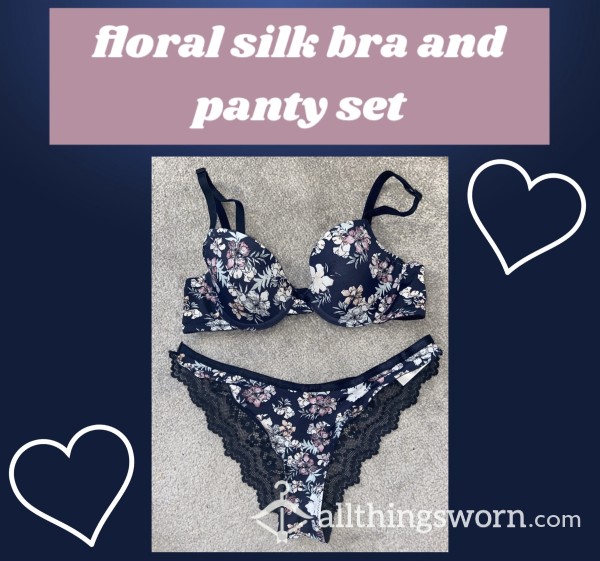 Flor*l Silk Bra And Panty Set🌺