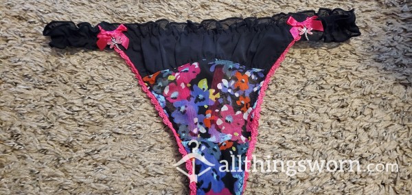 Flor*l Thong With Charms