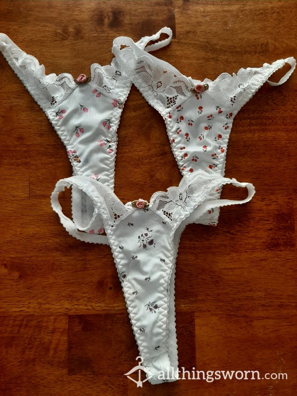 Flor*l Thongs With Lace ** PINK TULIP HAS SOLD**