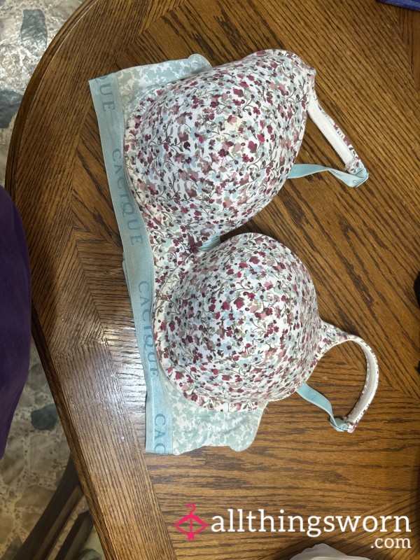 Flowered, Baby Blue And Purple Namebrand Bra