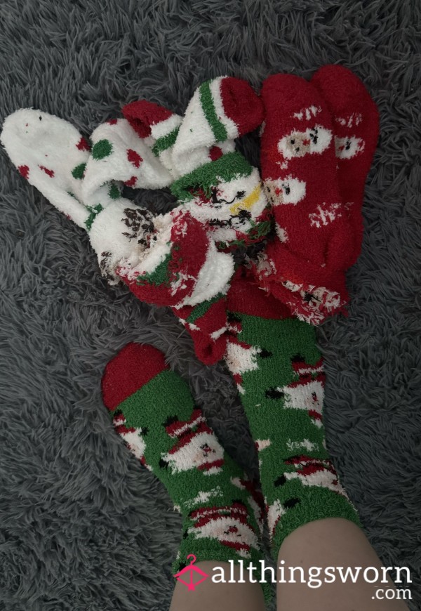 🎅🎄Fluffy Christmas Socks 3 Day Wear With Daily Pictures And Free Video 🎄🎅