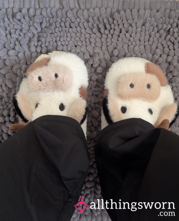 Fluffy Cow Sz10 Slippers US Shipping