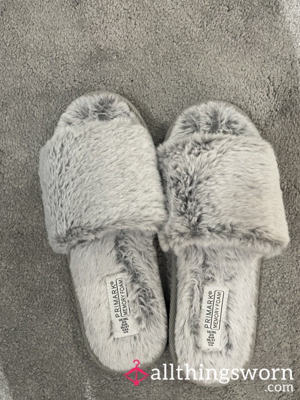 Fluffy Grey Slippers