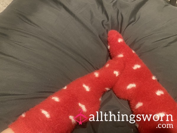 Fluffy Red Bed Socks