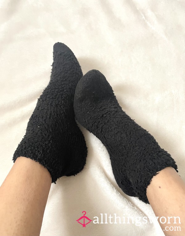 Fluffy Scented Black Ankle Boot Socks