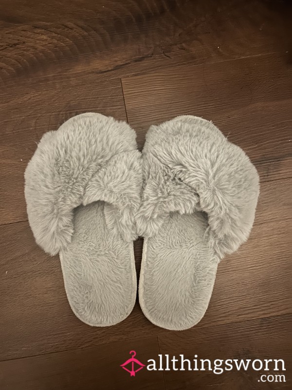 Fluffy Slippers- Well-worn, Only Worn Barefoot