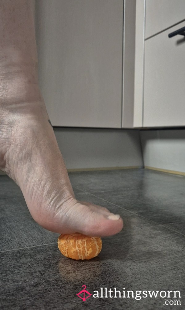 Foot Video Squashing A Satsuma