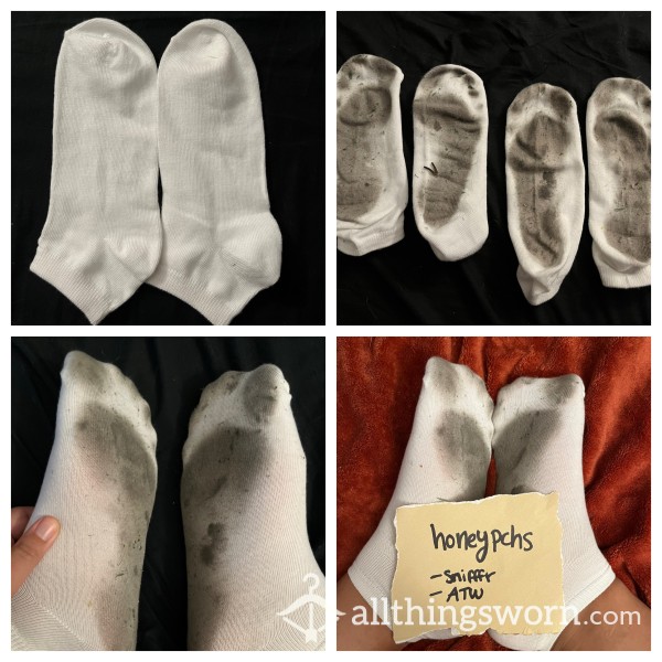 Footprint Socks/works Of Feet Art/dirty Dusty Gra**-gravel Stained White Socks/ Size 10 Feet