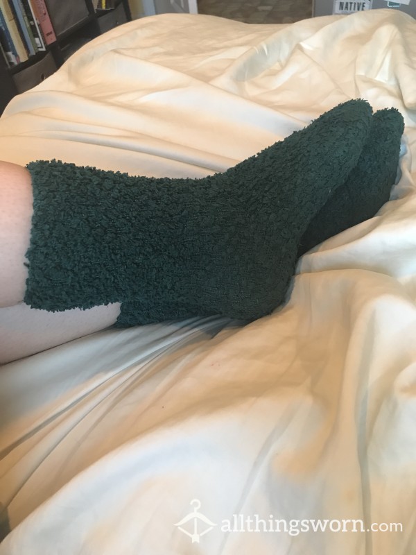 Forest Green Fuzzy Socks