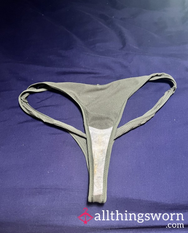 Forest Green Thong - Worn 24h