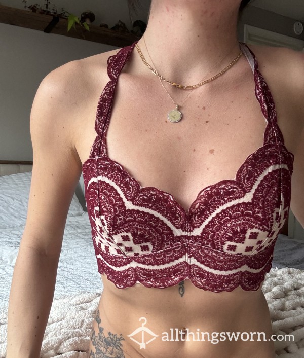 Free People Bralette With S**y Red Lace