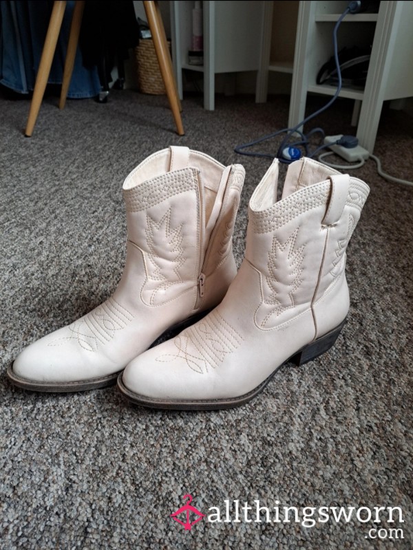 Free People Pale Pink Cowboy Boots - Worn