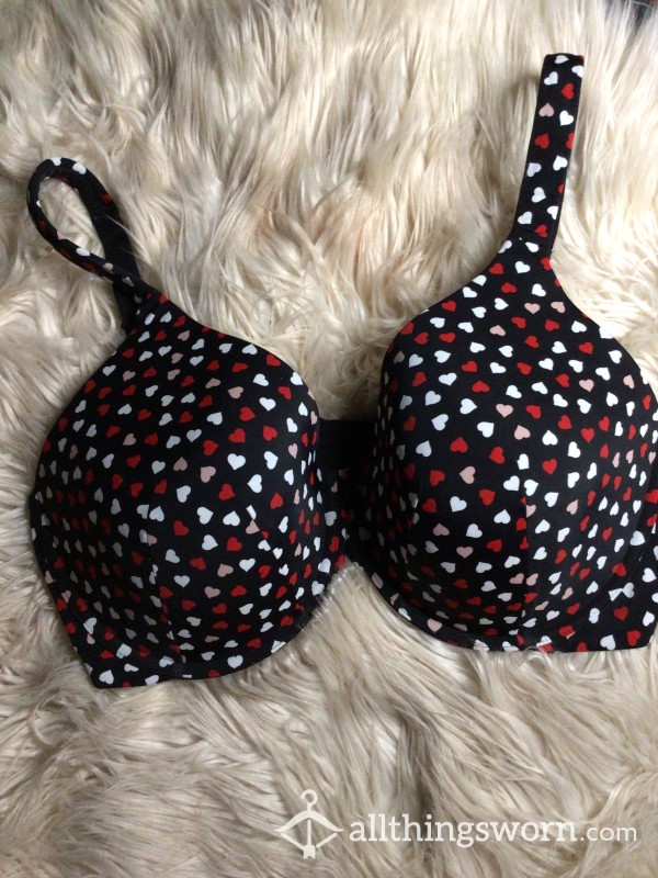 Full Coverage Bra - Black Polka Hearts