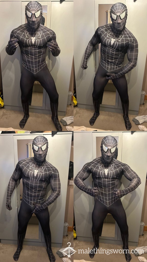 FULL SPIDERMAN TAILORED COSTUME , WORN COMMANDO , AND ALL HALLOWEEN .