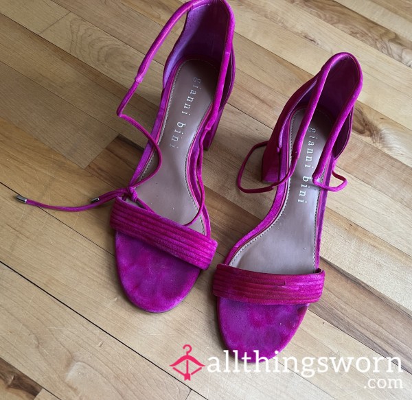 Fuschia Velvet Lace Up Gianni Bini Heels