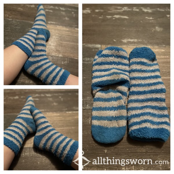 FUZZY BLUE SOCKS!