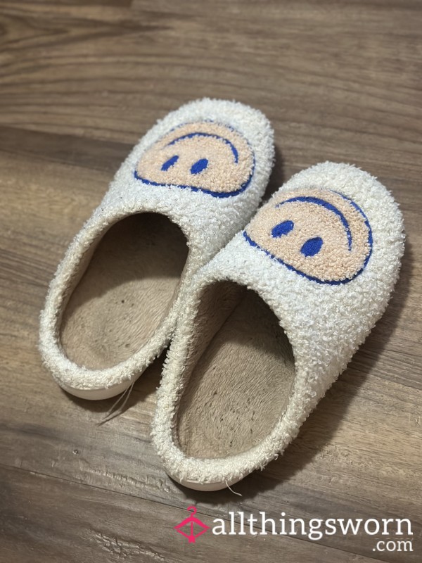 Fuzzy Filthy Smelly Smiley Face Slippers