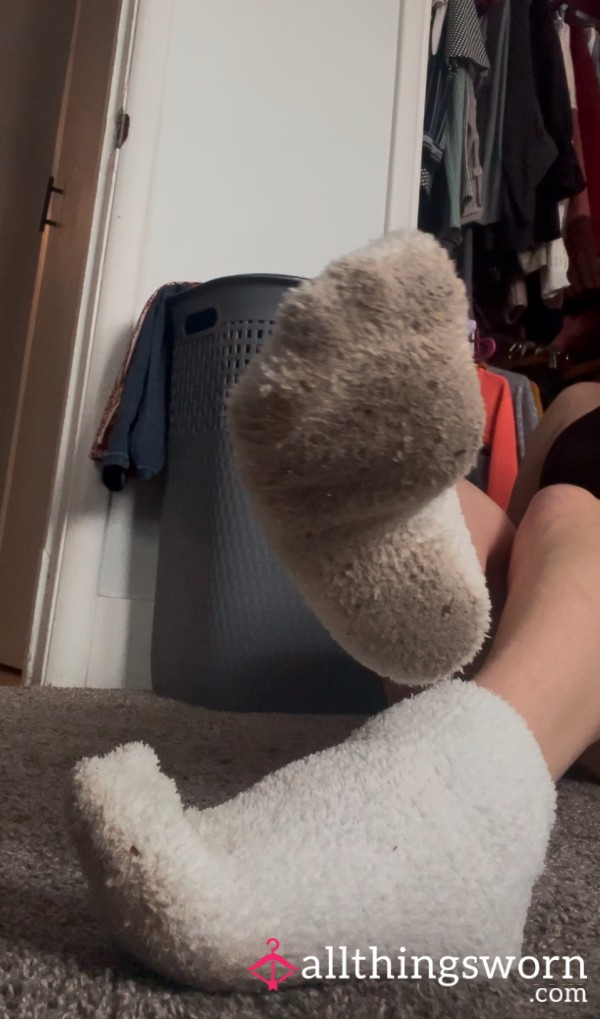 Fuzzy Filthy White Socks