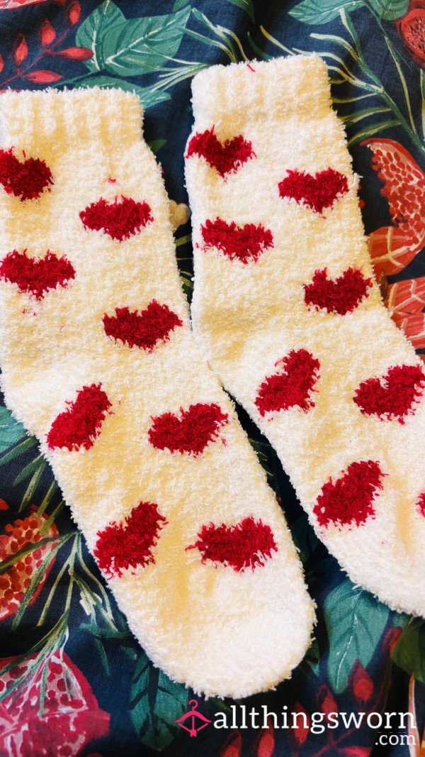 Fuzzy Heart Socks 🧦 ♥️ Hearts ♥️ 48 Hours Worn