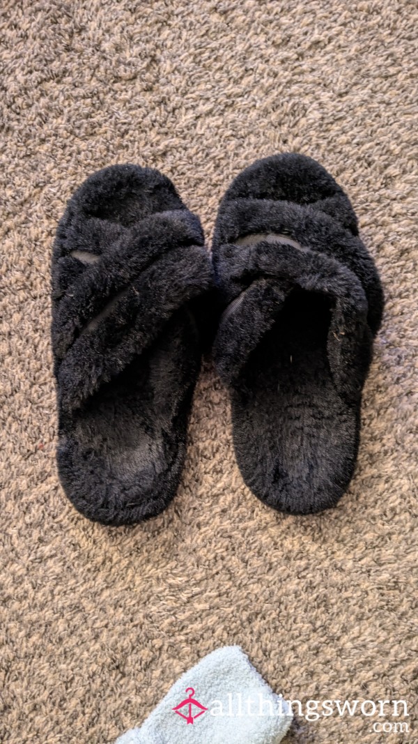 Fuzzy, Sandles, Slipper, Black, Feet,sleep, Everyday,