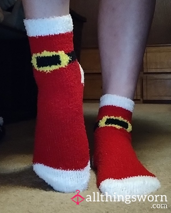 Fuzzy Santa Socks