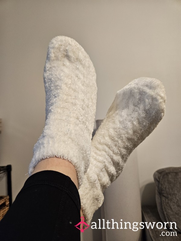 Fuzzy, White, Cozy Socks